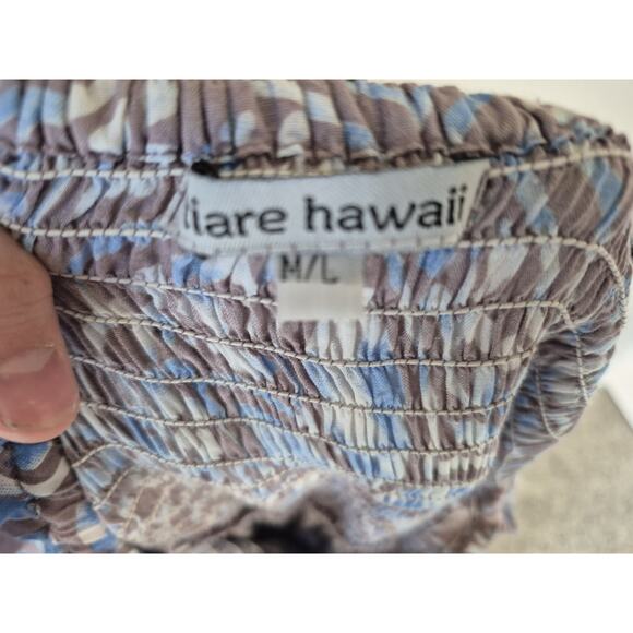 Tiara Hawaii Womens Blue Purple Abstract Smocked Maxi Dress Medium Large - Picture 6 of 6